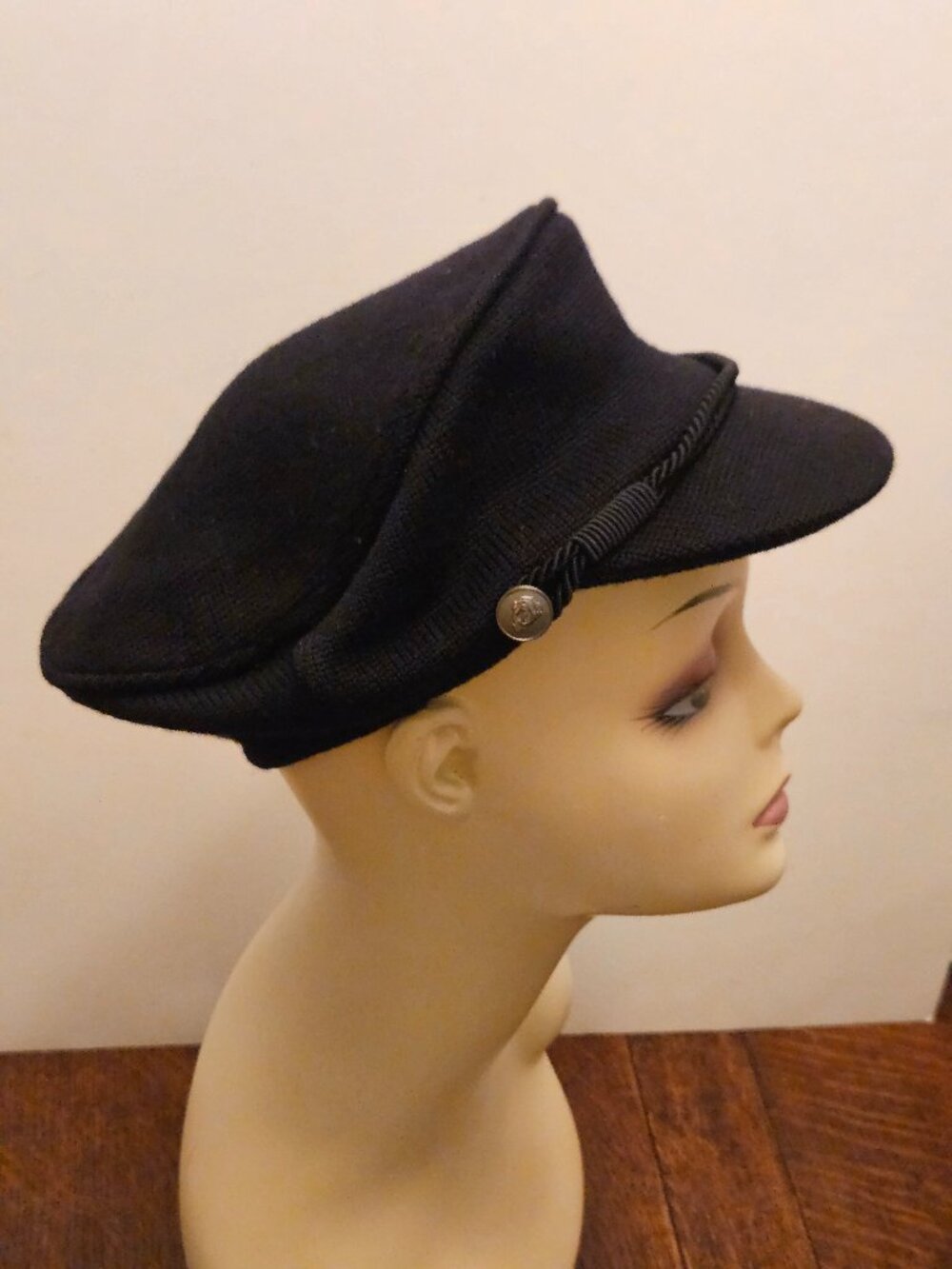 Dolce & Gabbana Black Virgin Wool Flat Newsboy Hat Size 56
